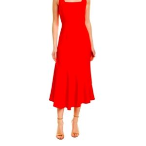 Sharagano Chinese Red Size 6 Square Neck Dress